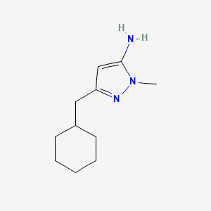 molecular formula C11H19N3 B13329777 3-(Cyclohexylmethyl)-1-methyl-1H-pyrazol-5-amine 