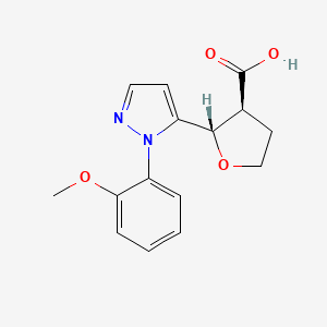 molecular formula C15H16N2O4 B13329855 (2S,3S)-2-(1-(2-Methoxyphenyl)-1H-pyrazol-5-yl)tetrahydrofuran-3-carboxylic acid 