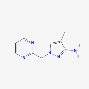 molecular formula C9H11N5 B13329921 4-Methyl-1-[(pyrimidin-2-yl)methyl]-1H-pyrazol-3-amine 