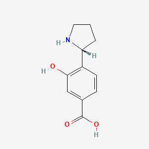 molecular formula C11H13NO3 B13329931 (R)-3-Hydroxy-4-(pyrrolidin-2-yl)benzoic acid 