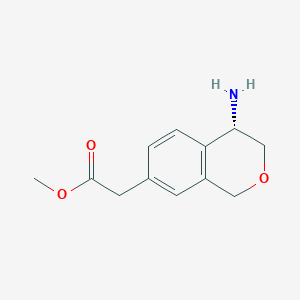 molecular formula C12H15NO3 B13329941 (S)-Methyl 2-(4-aminoisochroman-7-yl)acetate 