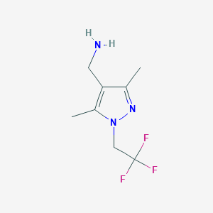 molecular formula C8H12F3N3 B13330026 [3,5-dimethyl-1-(2,2,2-trifluoroethyl)-1H-pyrazol-4-yl]methanamine 