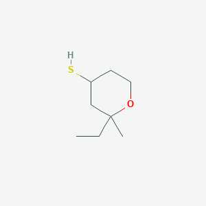 molecular formula C8H16OS B13330028 2-Ethyl-2-methyloxane-4-thiol 