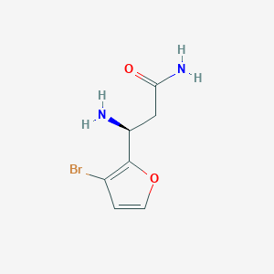 molecular formula C7H9BrN2O2 B13330071 (3S)-3-Amino-3-(3-bromofuran-2-yl)propanamide 