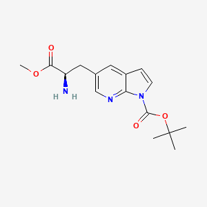 molecular formula C16H21N3O4 B13330116 tert-Butyl (R)-5-(2-amino-3-methoxy-3-oxopropyl)-1H-pyrrolo[2,3-b]pyridine-1-carboxylate 