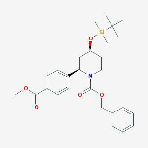 molecular formula C27H37NO5Si B13330148 Benzyl (2R,4S)-4-((tert-butyldimethylsilyl)oxy)-2-(4-(methoxycarbonyl)phenyl)piperidine-1-carboxylate 