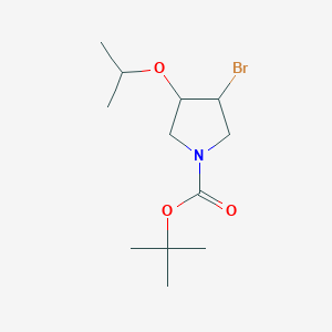 molecular formula C12H22BrNO3 B13330265 tert-Butyl 3-bromo-4-(propan-2-yloxy)pyrrolidine-1-carboxylate 