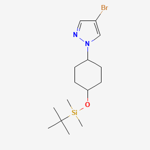 molecular formula C15H27BrN2OSi B13330296 Rel-4-bromo-1-((1r,4r)-4-((tert-butyldimethylsilyl)oxy)cyclohexyl)-1H-pyrazole 