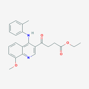 molecular formula C23H24N2O4 B133303 3-(3-(乙氧羰基)丙酰基)-8-甲氧基-4-((2-甲基苯基)氨基)喹啉 CAS No. 150907-43-0