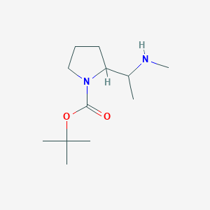 molecular formula C12H24N2O2 B13330377 tert-Butyl 2-(1-(methylamino)ethyl)pyrrolidine-1-carboxylate 