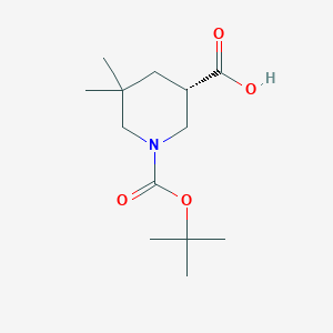 molecular formula C13H23NO4 B13330420 (S)-1-(tert-Butoxycarbonyl)-5,5-dimethylpiperidine-3-carboxylic acid 