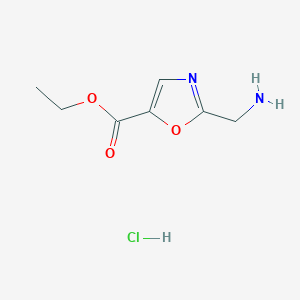 molecular formula C7H11ClN2O3 B13330480 Ethyl 2-(aminomethyl)oxazole-5-carboxylate hydrochloride 