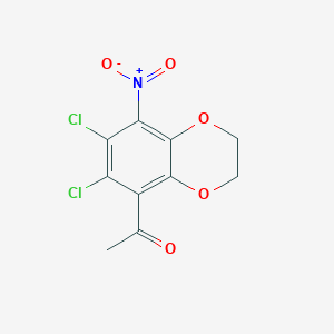 molecular formula C10H7Cl2NO5 B1333049 1-(6,7-二氯-8-硝基-2,3-二氢-1,4-苯并二噁杂环-5-基)-1-乙酮 CAS No. 166816-12-2