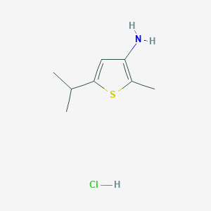 molecular formula C8H14ClNS B13330523 5-Isopropyl-2-methylthiophen-3-amine hydrochloride 