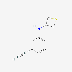 molecular formula C11H11NS B13330586 N-(3-Ethynylphenyl)thietan-3-amine 