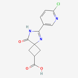 molecular formula C12H10ClN3O3 B13330625 6-(6-Chloropyridin-3-yl)-8-oxo-5,7-diazaspiro[3.4]oct-5-ene-2-carboxylic acid CAS No. 2227206-04-2