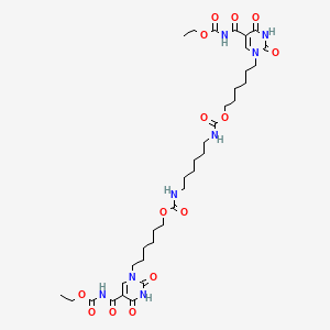 molecular formula C36H54N8O14 B13330641 6-[5-(ethoxycarbonylcarbamoyl)-2,4-dioxo-pyrimidin-1-yl]hexyl N-[6-[6-[5-(ethoxycarbonylcarbamoyl)-2,4-dioxo-pyrimidin-1-yl]hexoxycarbonylamino]hexyl]carbamate 