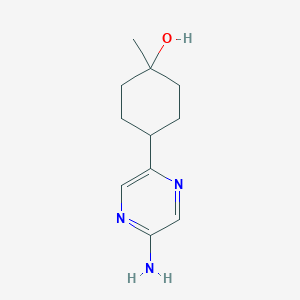 molecular formula C11H17N3O B13330703 Rel-(1r,4r)-4-(5-aminopyrazin-2-yl)-1-methylcyclohexan-1-ol 