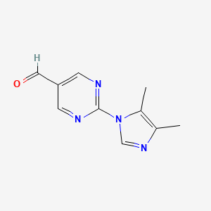 molecular formula C10H10N4O B13330741 2-(4,5-Dimethyl-1H-imidazol-1-YL)pyrimidine-5-carbaldehyde 