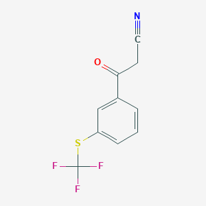 molecular formula C10H6F3NOS B13330806 3-Oxo-3-(3-((trifluoromethyl)thio)phenyl)propanenitrile 