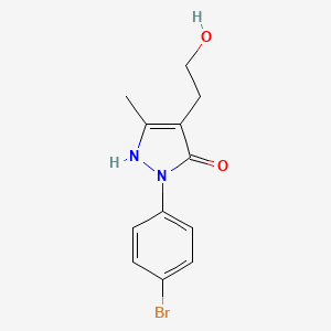 molecular formula C12H13BrN2O2 B1333085 2-(4-Bromophenyl)-4-(2-hydroxyethyl)-5-methyl-1,2-dihydro-3H-pyrazol-3-one CAS No. 885949-90-6