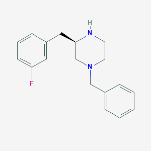 molecular formula C18H21FN2 B13330909 (R)-1-Benzyl-3-(3-fluorobenzyl)piperazine 