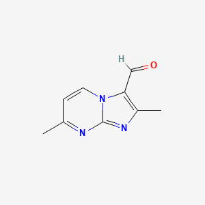 molecular formula C9H9N3O B13330917 2,7-Dimethylimidazo[1,2-a]pyrimidine-3-carbaldehyde 