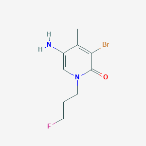 molecular formula C9H12BrFN2O B13330924 5-Amino-3-bromo-1-(3-fluoropropyl)-4-methyl-1,2-dihydropyridin-2-one 