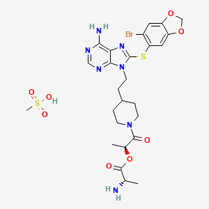 (S)-1-(4-(2-(6-Amino-8-((6-bromobenzo[d][1,3]dioxol-5-yl)thio)-9H-purin-9-yl)ethyl)piperidin-1-yl)-1-oxopropan-2-yl L-alaninate methanesulfonate