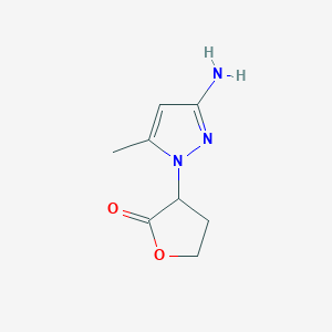 molecular formula C8H11N3O2 B13330996 3-(3-Amino-5-methyl-1H-pyrazol-1-yl)oxolan-2-one 