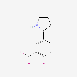 molecular formula C11H12F3N B13331044 (S)-2-(3-(Difluoromethyl)-4-fluorophenyl)pyrrolidine 