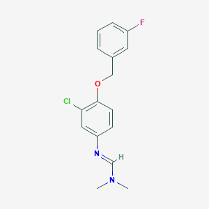 molecular formula C16H16ClFN2O B13331055 N'-(3-Chloro-4-((3-fluorobenzyl)oxy)phenyl)-N,N-dimethylformimidamide 