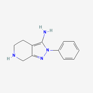 molecular formula C12H14N4 B13331179 2-Phenyl-4,5,6,7-tetrahydro-2H-pyrazolo[3,4-c]pyridin-3-amine 