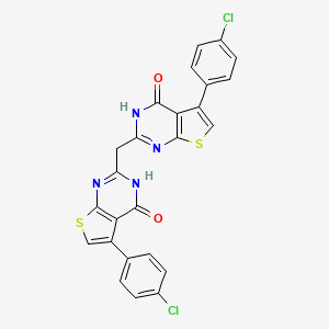 5-(4-chlorophenyl)-2-{[5-(4-chlorophenyl)-4-oxo-3,4-dihydrothieno[2,3-d]pyrimidin-2-yl]methyl}thieno[2,3-d]pyrimidin-4(3H)-one