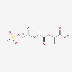 molecular formula C10H16O9S B13331271 2-((2-((2-((Methylsulfonyl)oxy)propanoyl)oxy)propanoyl)oxy)propanoic acid 