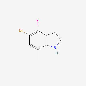 molecular formula C9H9BrFN B13331329 5-bromo-4-fluoro-7-methyl-2,3-dihydro-1H-indole 