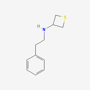 molecular formula C11H15NS B13331362 N-Phenethylthietan-3-amine 