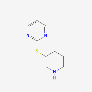 molecular formula C9H13N3S B13331391 2-(Piperidin-3-ylthio)pyrimidine 