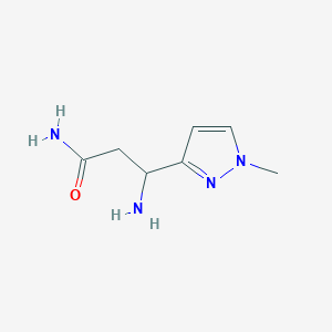 molecular formula C7H12N4O B13331412 3-Amino-3-(1-methyl-1H-pyrazol-3-yl)propanamide 