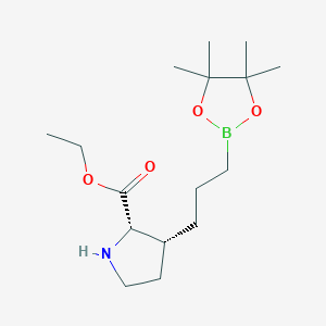 Ethyl (2S,3R)-3-(3-(4,4,5,5-tetramethyl-1,3,2-dioxaborolan-2-yl)propyl)pyrrolidine-2-carboxylate