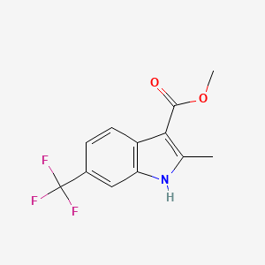 molecular formula C12H10F3NO2 B13331478 Methyl 2-methyl-6-(trifluoromethyl)-1H-indole-3-carboxylate 