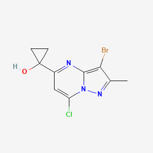 molecular formula C10H9BrClN3O B13331531 1-(3-Bromo-7-chloro-2-methylpyrazolo[1,5-a]pyrimidin-5-yl)cyclopropan-1-ol 