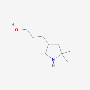 molecular formula C9H19NO B13331562 3-(5,5-Dimethylpyrrolidin-3-yl)propan-1-ol 