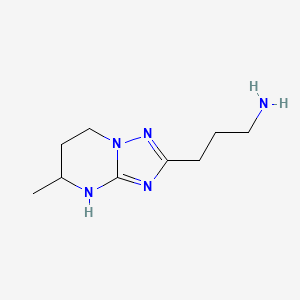 molecular formula C9H17N5 B13331583 3-{5-methyl-4H,5H,6H,7H-[1,2,4]triazolo[1,5-a]pyrimidin-2-yl}propan-1-amine 