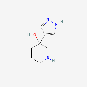 molecular formula C8H13N3O B13331685 3-(1H-Pyrazol-4-yl)piperidin-3-ol 