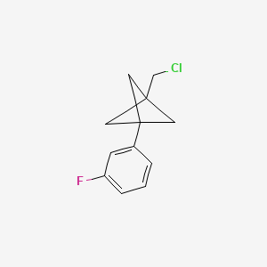 molecular formula C12H12ClF B13331739 1-(Chloromethyl)-3-(3-fluorophenyl)bicyclo[1.1.1]pentane 