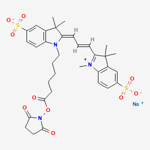 Sodium 1-(6-((2,5-dioxopyrrolidin-1-yl)oxy)-6-oxohexyl)-3,3-dimethyl-2-(3-(1,3,3-trimethyl-5-sulfonatoindolin-2-ylidene)prop-1-en-1-yl)-3H-indol-1-ium-5-sulfonate