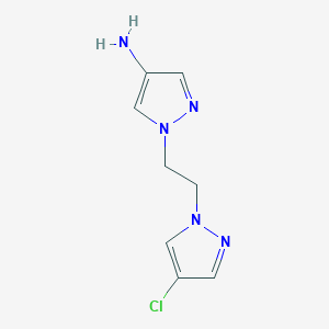 molecular formula C8H10ClN5 B13331752 1-[2-(4-chloro-1H-pyrazol-1-yl)ethyl]-1H-pyrazol-4-amine 