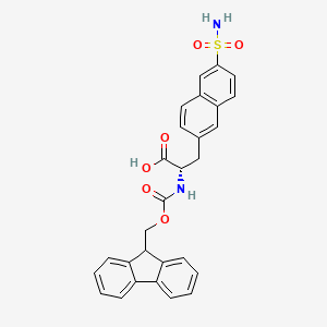 molecular formula C28H24N2O6S B13331817 (S)-2-((((9H-Fluoren-9-yl)methoxy)carbonyl)amino)-3-(6-sulfamoylnaphthalen-2-yl)propanoic acid 