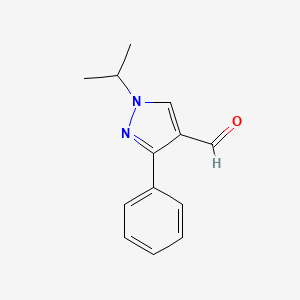 molecular formula C13H14N2O B13331852 1-Isopropyl-3-phenyl-1H-pyrazole-4-carbaldehyde 